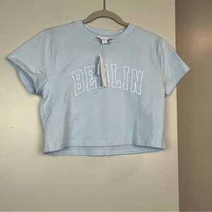 TopShop Baby Blue Crop T-Shirt